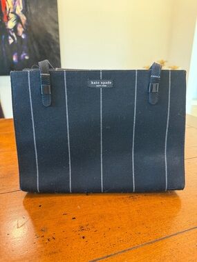 EUC Kate Spade New York Black Pinstripe Tote Bag Shoulder Bag